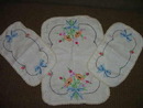 3 Piece Doilie Set Hand Crochet & Needlepoint