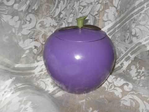 Vintage Metal Purple Plum Cookie Jar