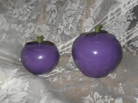 Vintage Plum Canister Set or Cookie Jar