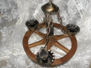 Vintage Wagon Wheel Light Fixture