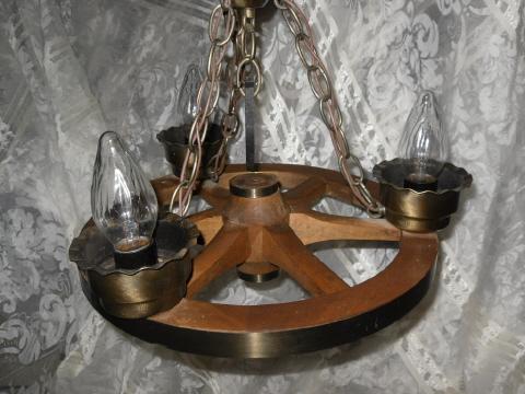 Vintage Wagon Wheel Light Fixture