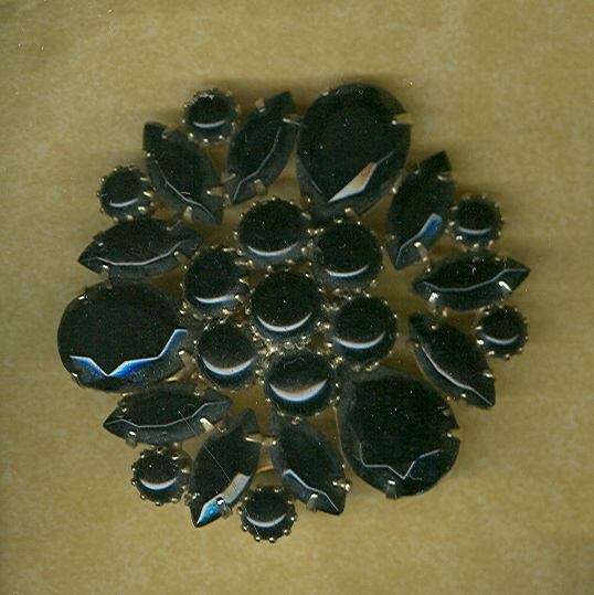Vintage Black Glass Brooch