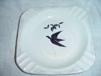 Large Vintage Black and White Ashtray