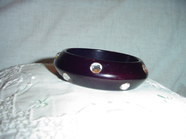 Deep Purple Bangle Bracelet w/Rhinestones