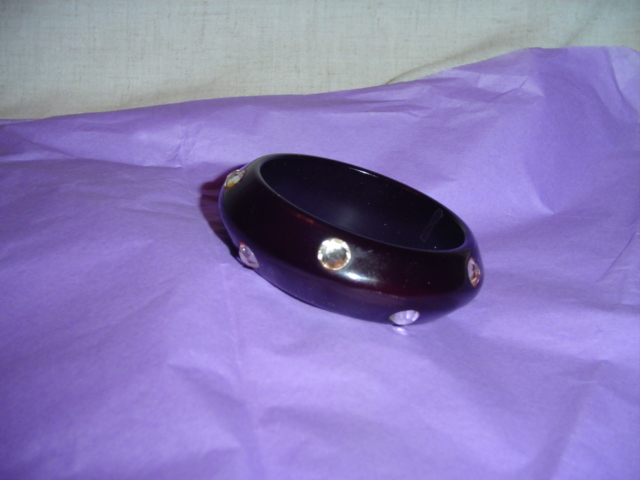 Deep Purple Bangle Bracelet w/Rhinestones