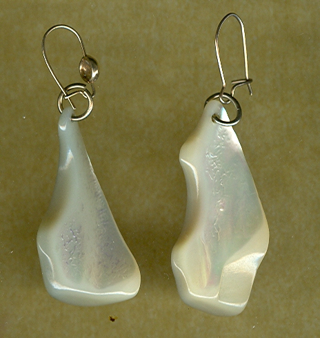 1960's RETRO Solid Mother of Pearl Drop Earrings