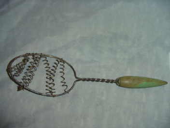 Vintage Green Wooden Handle Wire Wisk