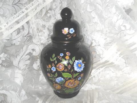 Vintage Large Black Ardalt Ginger Jar
