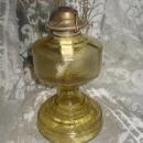 Vintage Yellow Glass Kerosene Lamp w/P.A. Eagle Burner