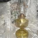 Vintage Yellow Glass Kerosene Lamp w/P.A. Eagle Burner