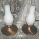 Electric Copper Lamps w/Glass Chimney **Pair**