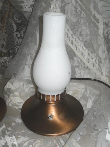 Electric Copper Lamps w/Glass Chimney **Pair**