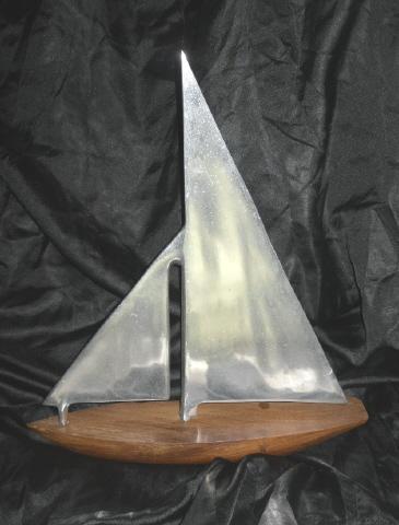 Hand Made Sail Boat Sculpture