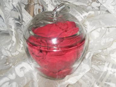 Vintage Glass Apple Covered Dish or Glass Apple Canister