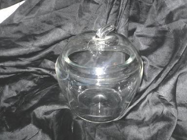 Vintage Glass Apple Covered Dish or Glass Apple Canister