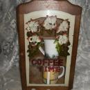 Wood & Stained Glass Coffee Mug Cabinet