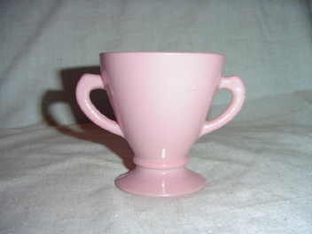 Pink Glass Pedestal Open Sugar Bowl