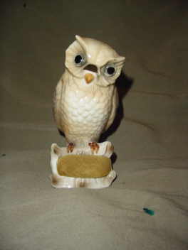 Porcelain Owl Pin Cushion & Scissor holder