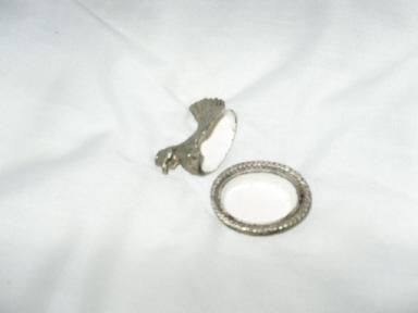 Vintage Miniature Metal Hen on Nest Dish