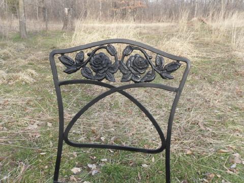 Vintage Wrought Iron Chair w/Roses