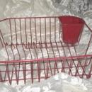 Vintage Red Metal Dish Drainer Rack