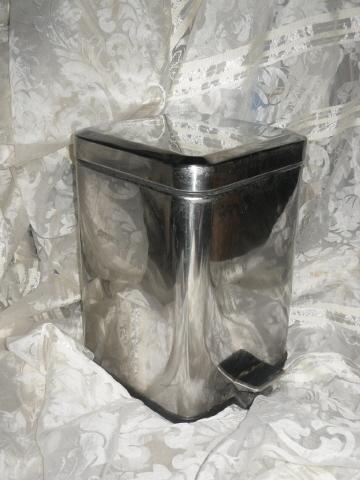 Vintage Stainless Steel Flip Top Waste Basket