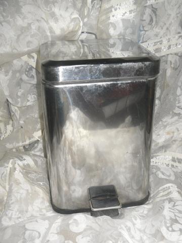 Vintage Stainless Steel Flip Top Waste Basket