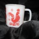 Vintage Red Rooster Fire King Coffee Mug