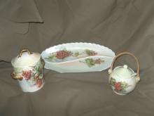 Vintage Hand Painted Bavarian Porcelain Dish & Sugar Bowl **SEE BELOW**