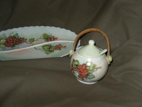 Vintage Hand Painted Bavarian Porcelain Dish & Sugar Bowl **SEE BELOW**