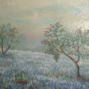Vintage Original Blue Bonnets Oil Painting Signed