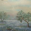 Vintage Original Blue Bonnets Oil Painting Signed