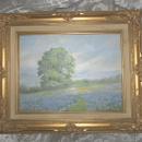 Vintage Original Blue Bonnets Oil Painting Signed & Framed