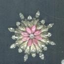 Vintage Pink Marquis Flower Brooch