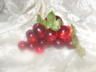 Vintage Set of Red Lucite Grapes Smaller Size