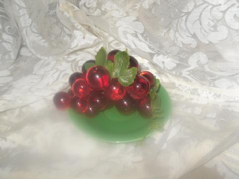 Vintage Set of Red Lucite Grapes Smaller Size