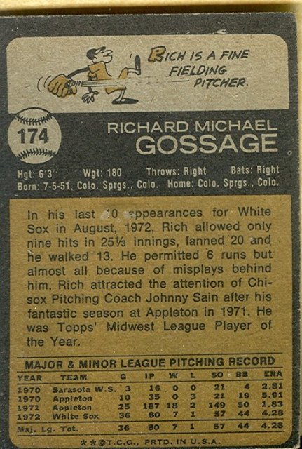 Rich Gossage Rookie Card