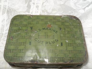 Vintage U.S. Marine Cut Plug Tin Lunch Box
