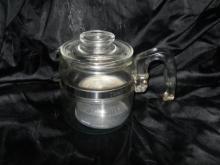 Vintage Pyrex Glass Coffee Percolator Pot Large 9 CUP **w/Basket & Lid**