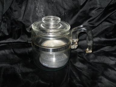 Vintage Pyrex Glass Coffee Percolator Pot Large 9 CUP **w/Basket & Lid**