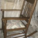 Antique Wooden Rocking Chair w/Upholstered Seat
