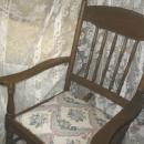 Antique Wooden Rocking Chair w/Upholstered Seat
