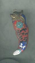 Antique Chinese Foo Dog Lion Cloisonne Enamel Pendant
