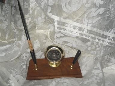 Vintage Desk Pen Holder w/Thermometer