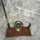 Vintage Desk Pen Holder w/Thermometer