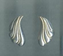 Sterling Silver & Gold Puffed Shell Earrings