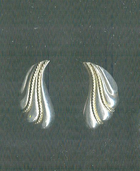 Sterling Silver & Gold Puffed Shell Earrings