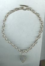 James Avery Style Classic Cable Necklace w/Toggle & Silver Heart Pendant