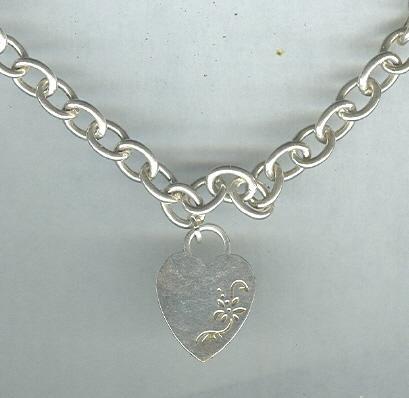James Avery Style Classic Cable Necklace w/Toggle & Silver Heart Pendant