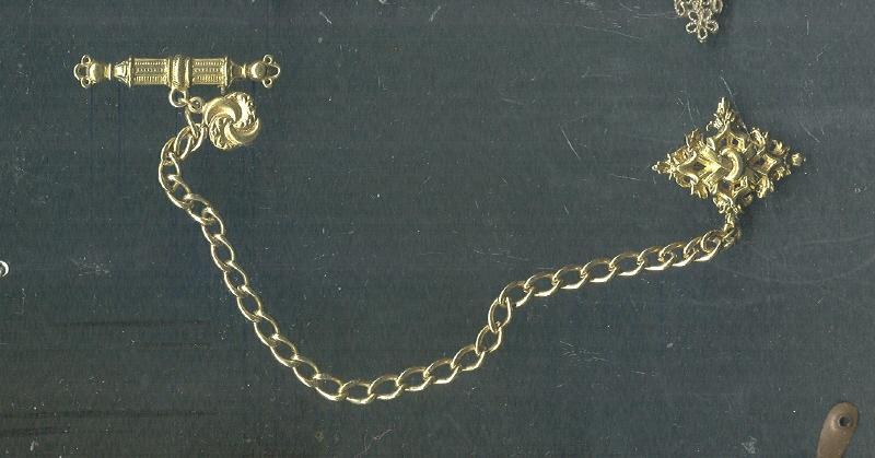 Vintage ART Chatelaine Bar Pin & Chain